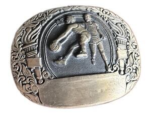 Vtg ADM Basketball Belt Buckle Award Design Medals Trophy Western Brass Gold